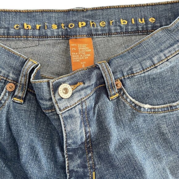 Y2K Christopher Blue Cowgirl Glam‎ Rhinestone Denim Jeans Mid-Rise Straight Leg - Picture 5 of 13
